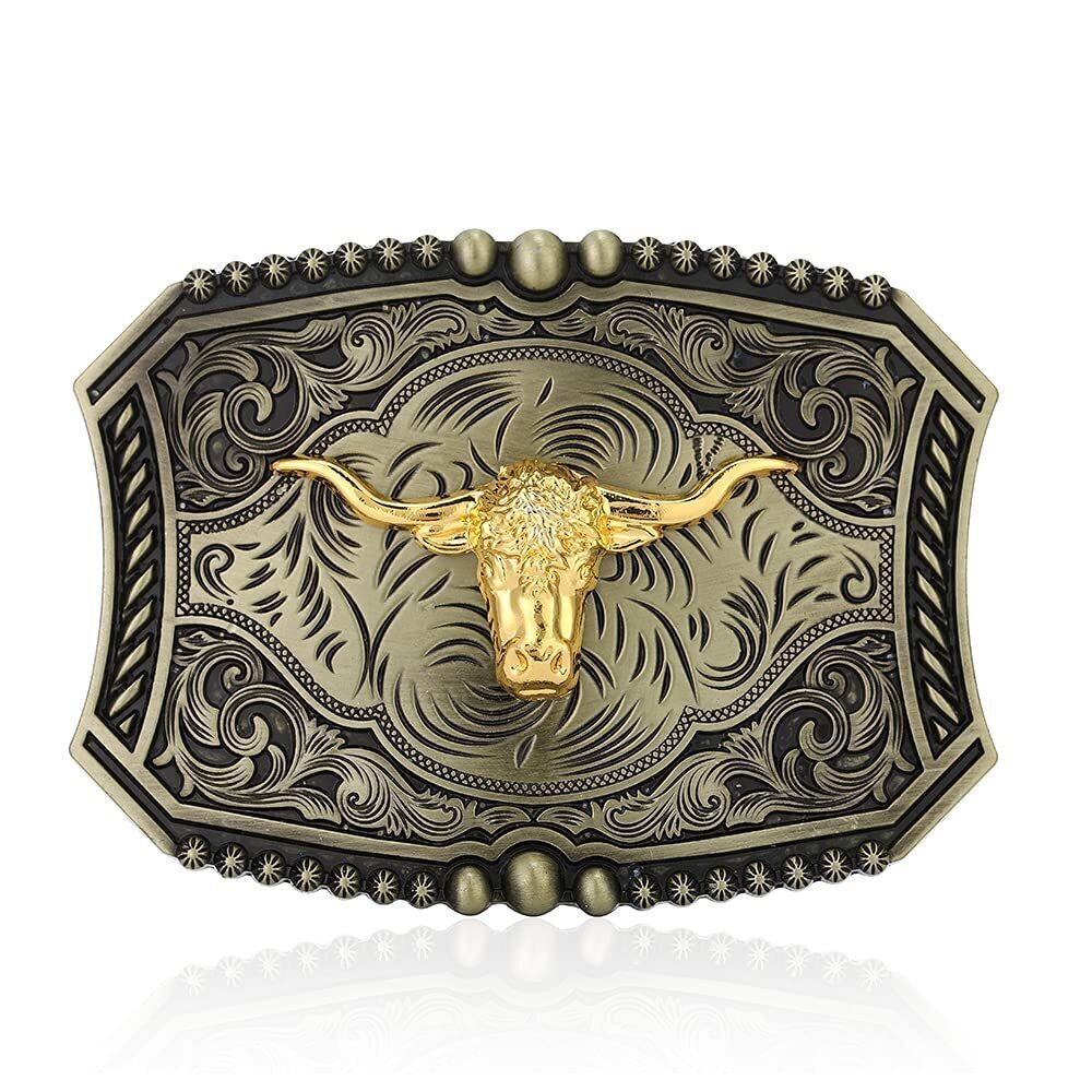 2864 Western Cowboy Belt Buckle Fashion Gold Eagle/Bull/Wolf/Cross